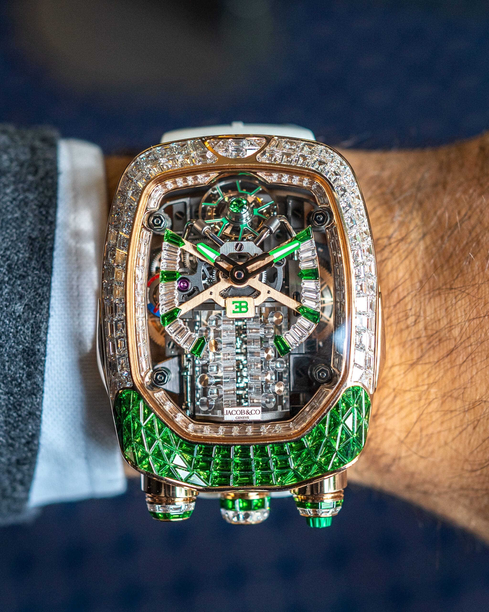 Jacob & Co. Bugatti Chiron Tourbillon Baguette Tsavorite White Diamonds