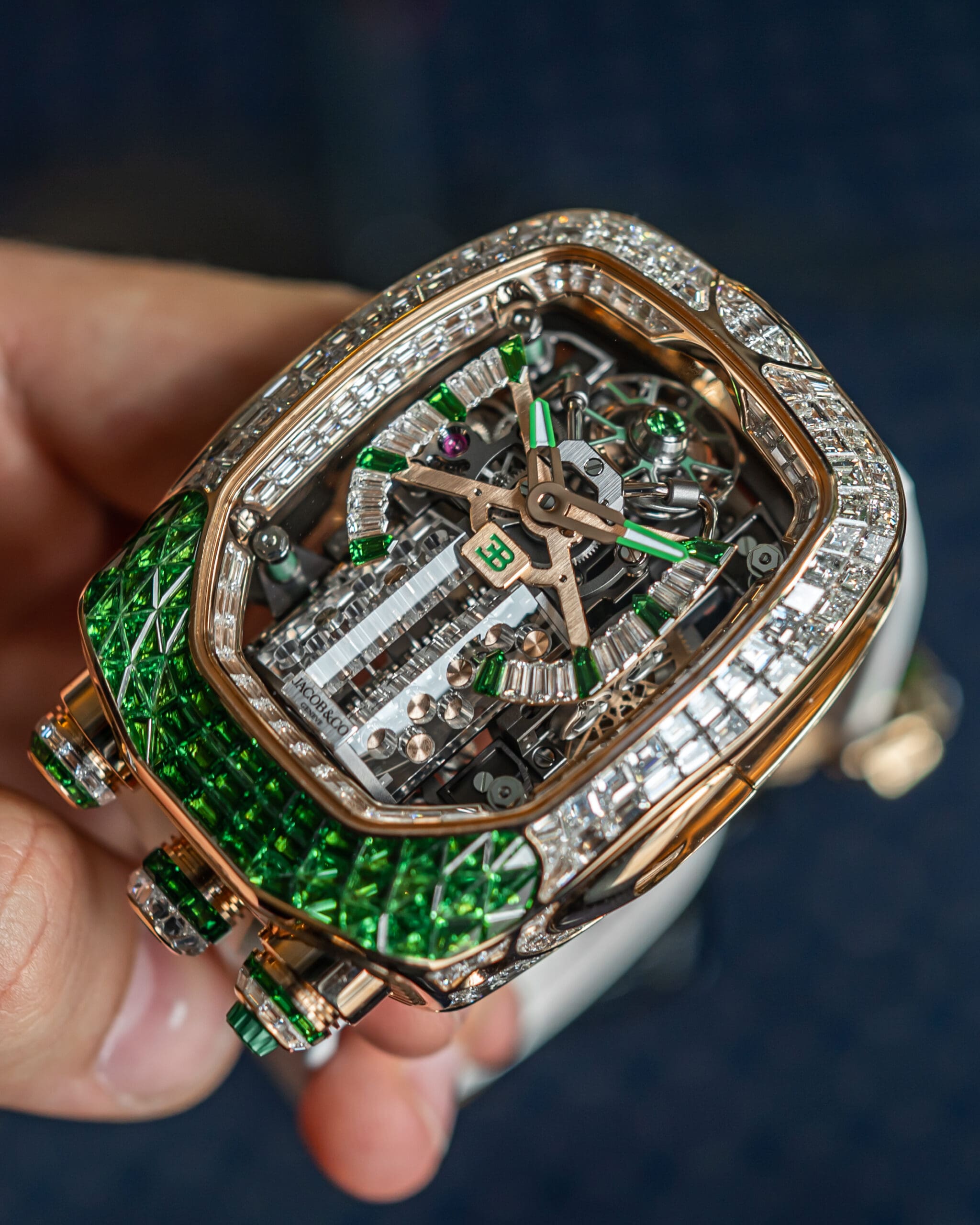 Jacob & Co. Bugatti Chiron Tourbillon Baguette Tsavorite White Diamonds