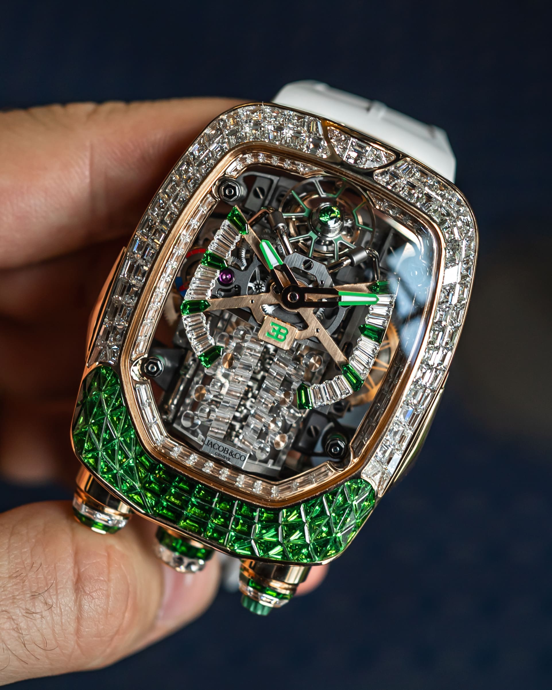 Jacob & Co. Bugatti Chiron Tourbillon Baguette Tsavorite White Diamonds