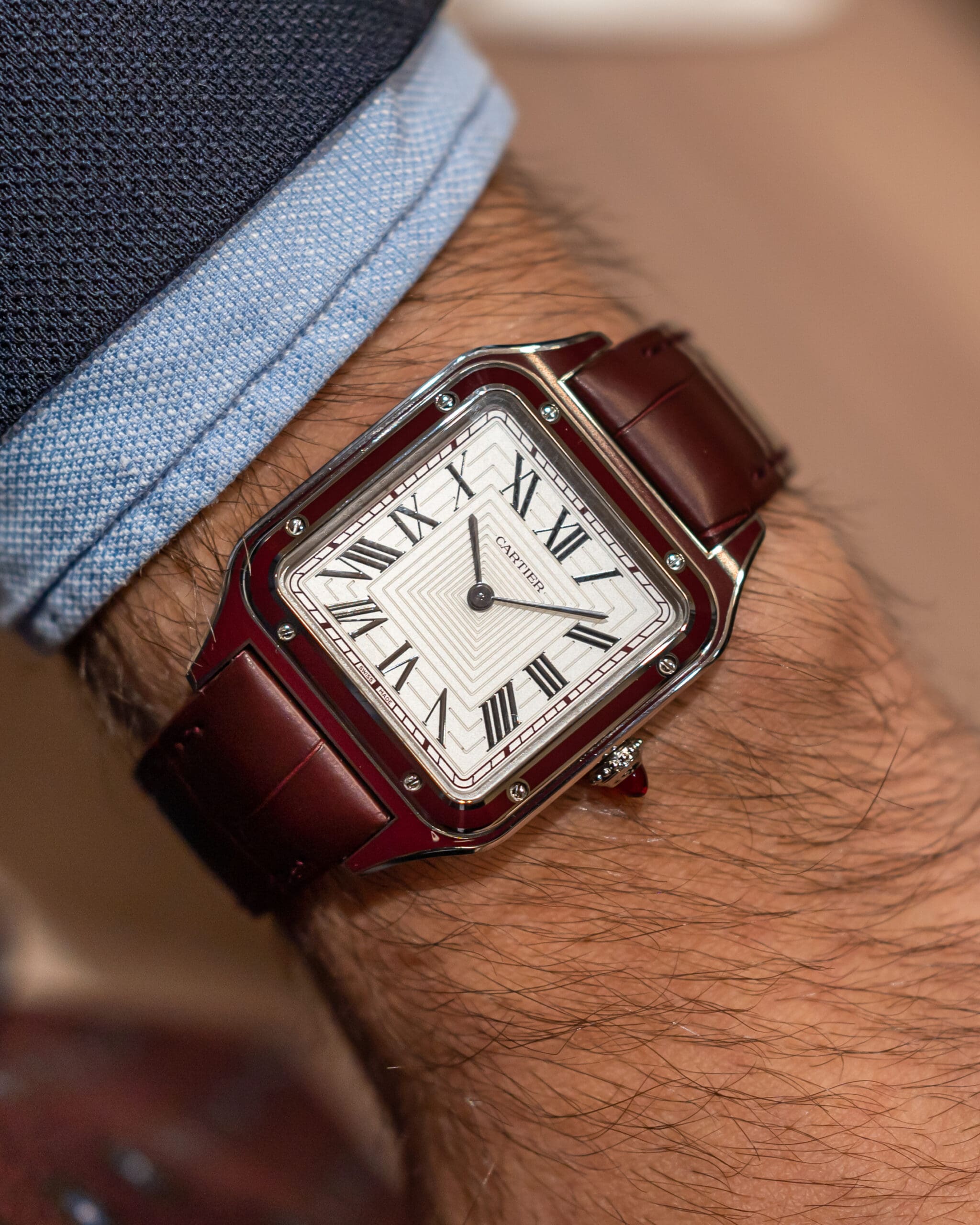 Cartier Santos Dumont Platinum Red Lacquer WGSA0053