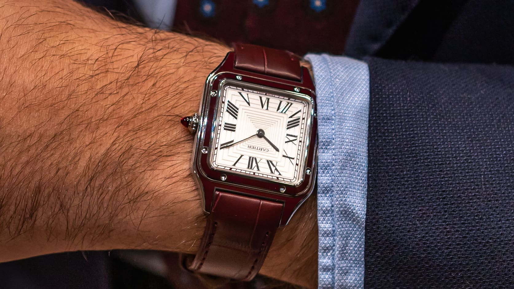 Cartier Santos Dumont Platinum Red Lacquer WGSA0053