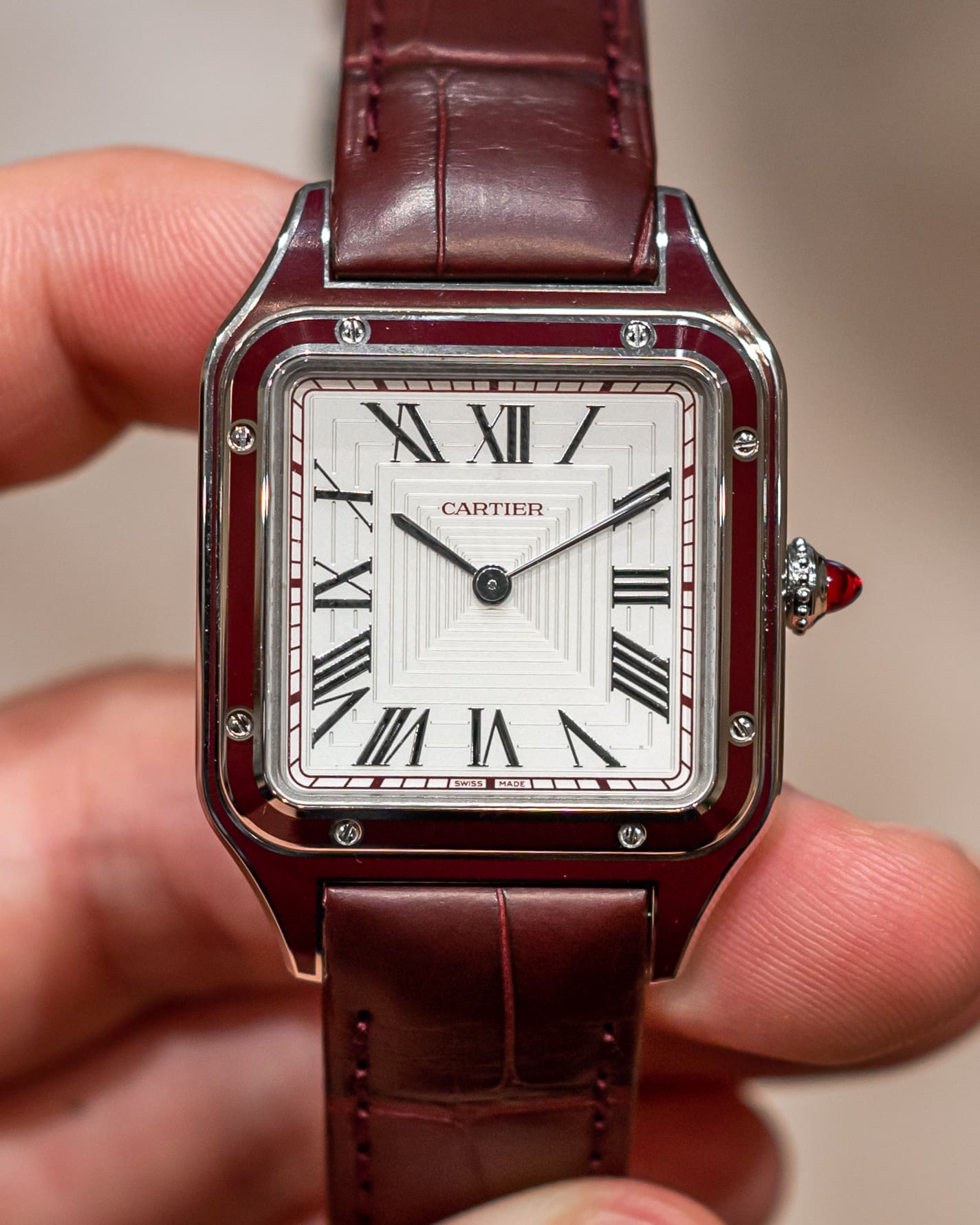 Cartier Santos Dumont Platinum Red Lacquer WGSA0053