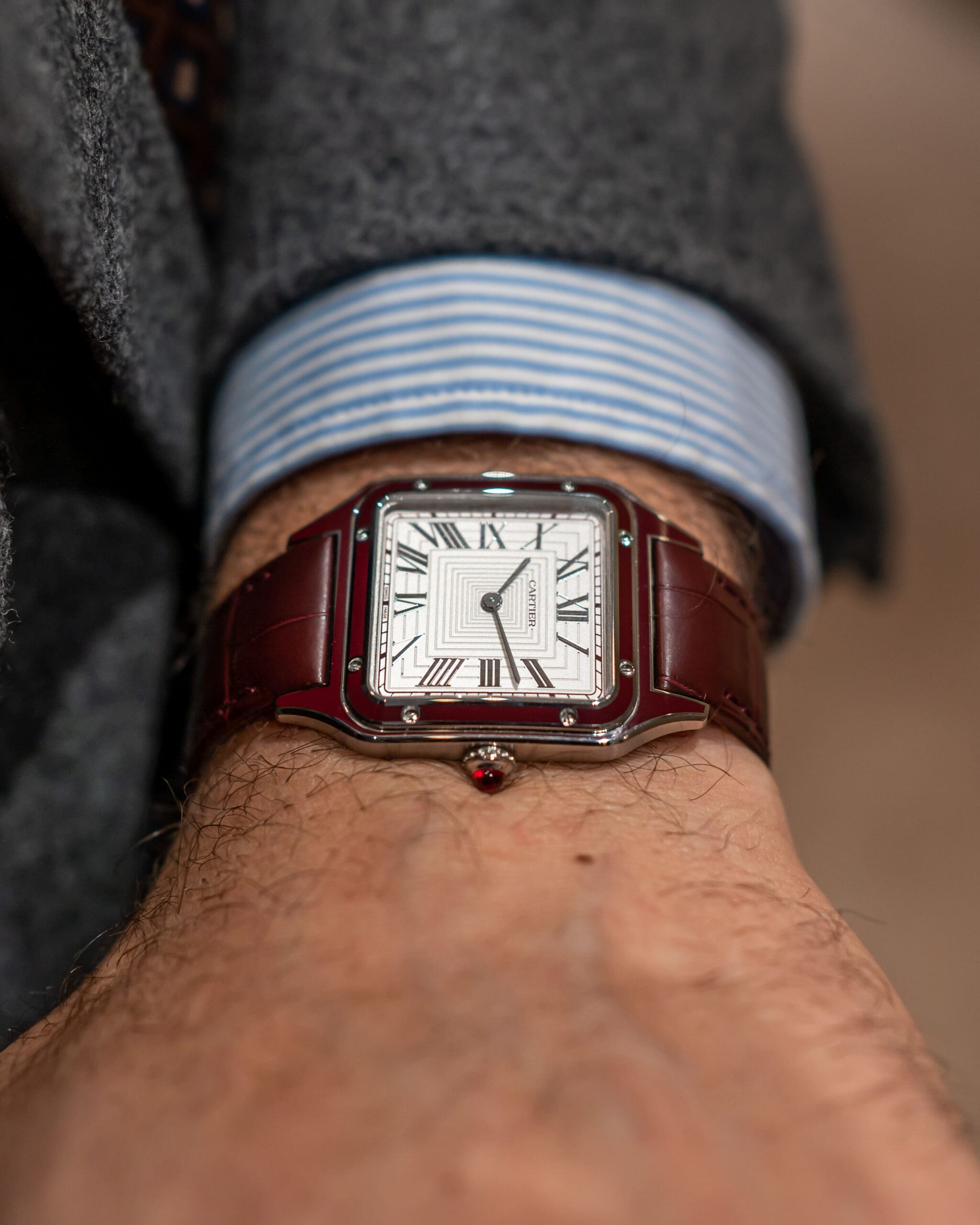 Cartier Santos Dumont Platinum Red Lacquer WGSA0053