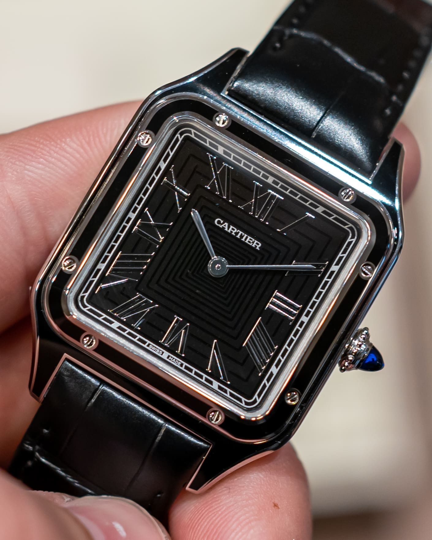 Cartier Santos Dumont Steel Black Lacquer WSSA0046