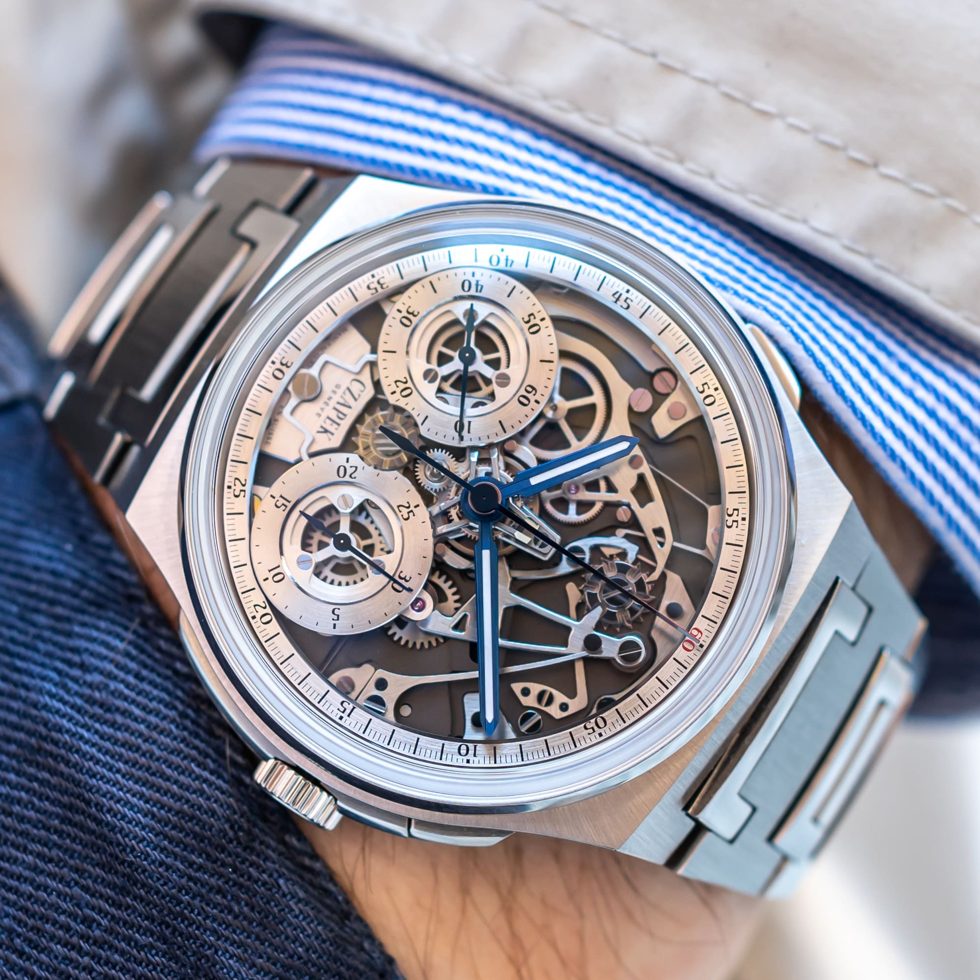 Czapek Antarctique Chronograph Rattrapante Silver Grey